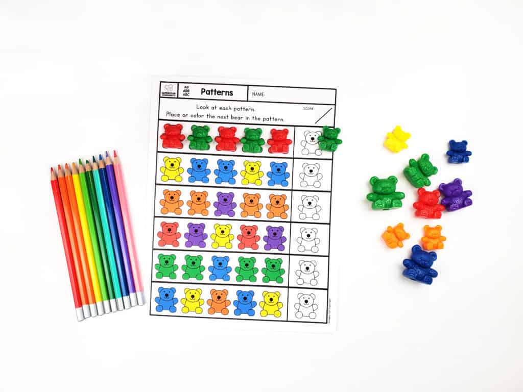 Rainbow Bear Color Match Cut and Paste Worksheet Printable