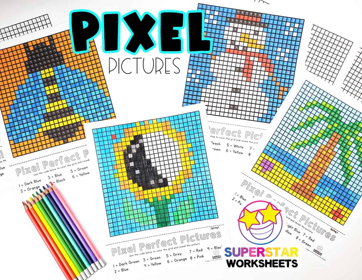 Download Pixel Coloring Pages Superstar Worksheets