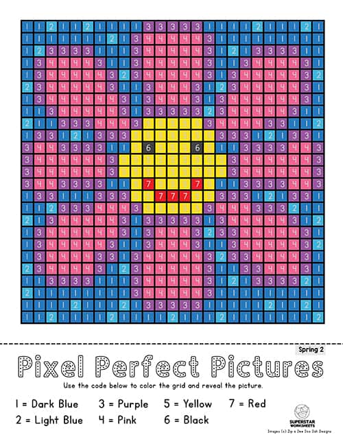 Pixel Art Colouring Page