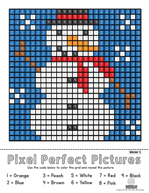 Pixel Coloring Pages Superstar Worksheets