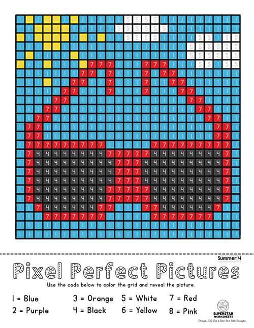 Pixel Coloring Pages Superstar Worksheets