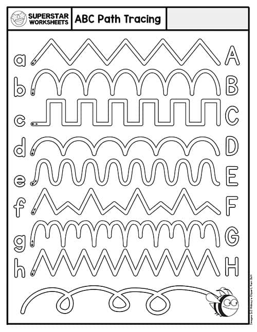 Letter Worksheet Kindergarten Draw A Path