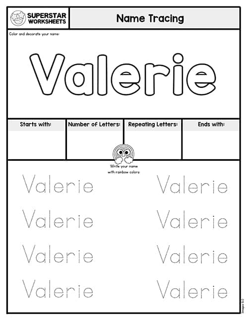 Name Tracing Worksheets - Superstar Worksheets