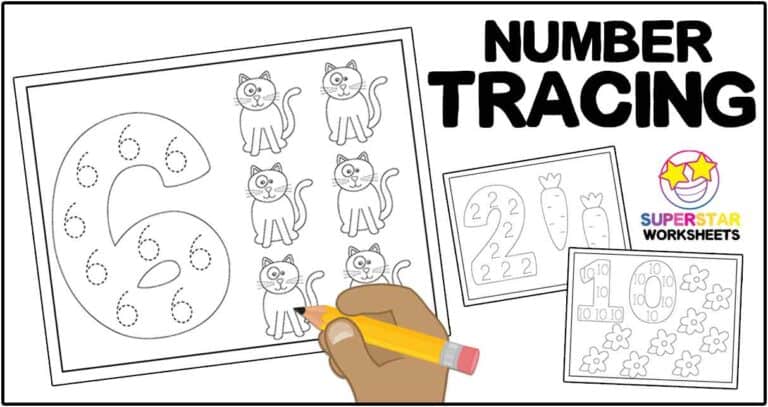Number Tracing Worksheets - Superstar Worksheets