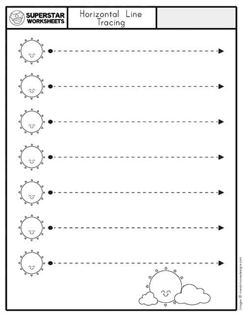 tracing horizontal lines worksheets