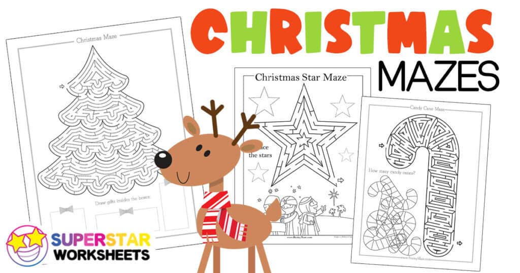 Free Printable Christmas Mazes Superstar Worksheets