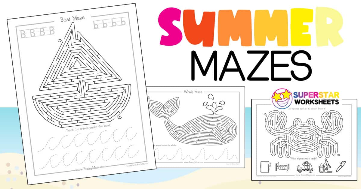 Summer Mazes & Worksheets Superstar Worksheets