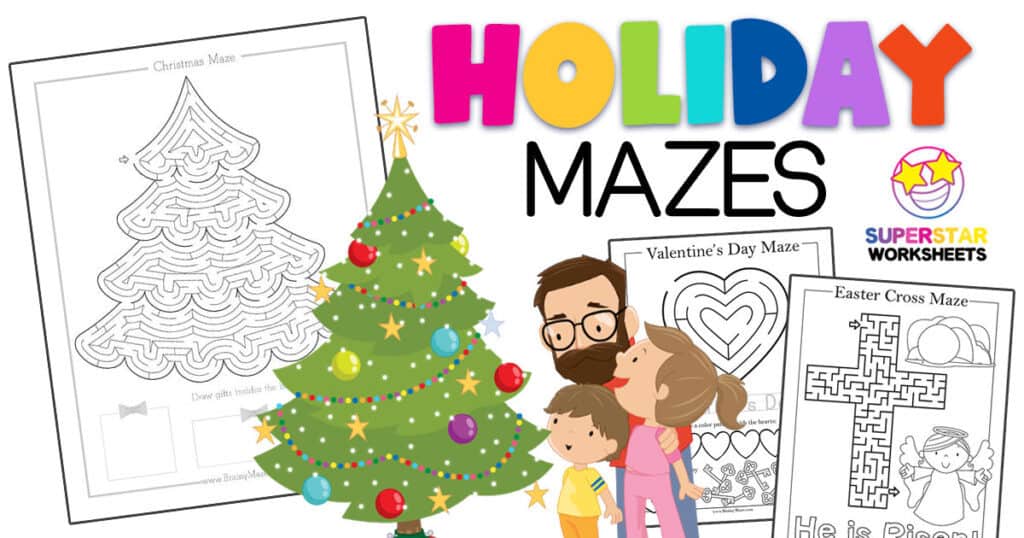Free Printable Holiday Mazes Superstar Worksheets