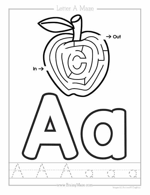 letter printable mazes for kids