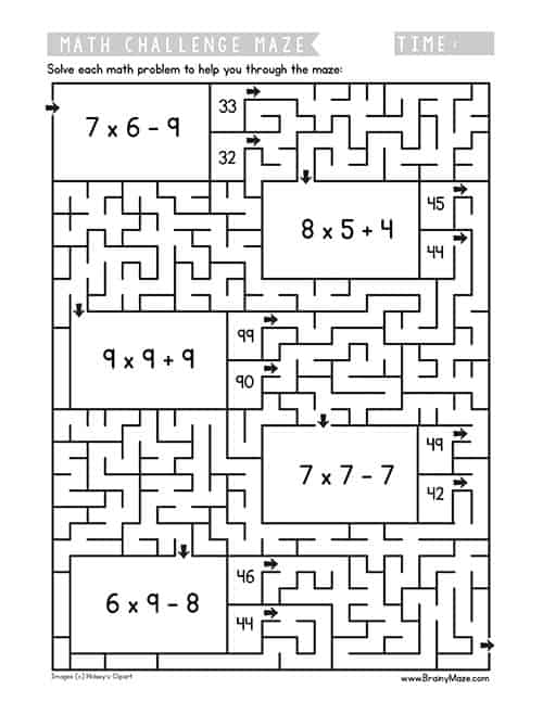  Math Mazes Multiplication Superstar Worksheets 