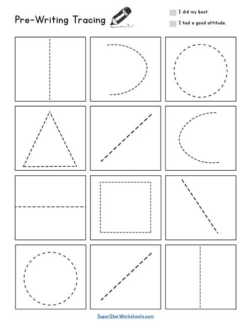 Pre-Writing Worksheets - Superstar Worksheets