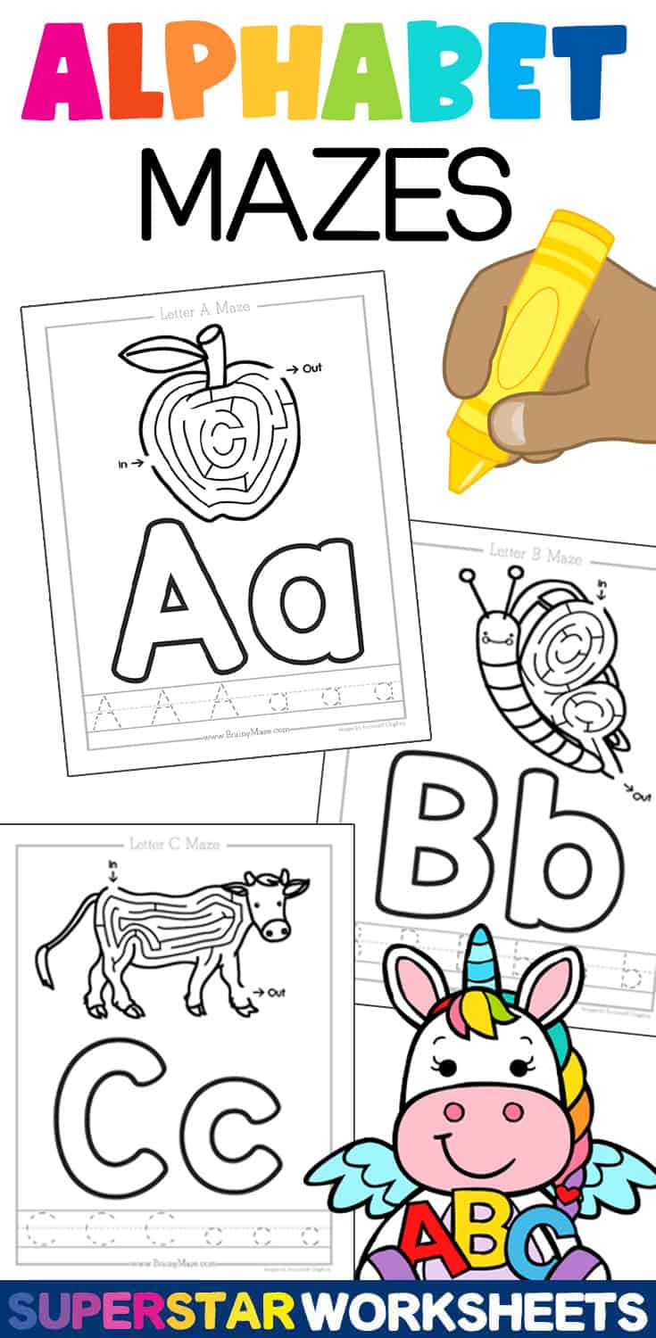 Free Alphabet Mazes Superstar Worksheets