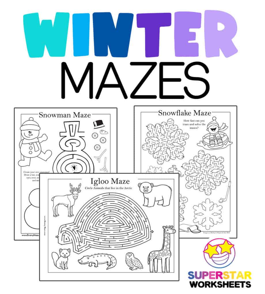 Printable Winter Mazes for Kids