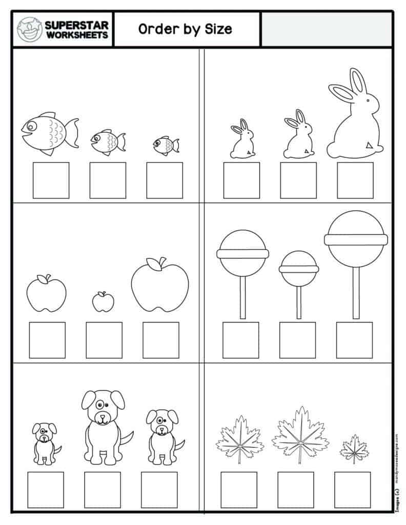 Tall vs Short Size Comparison Worksheets