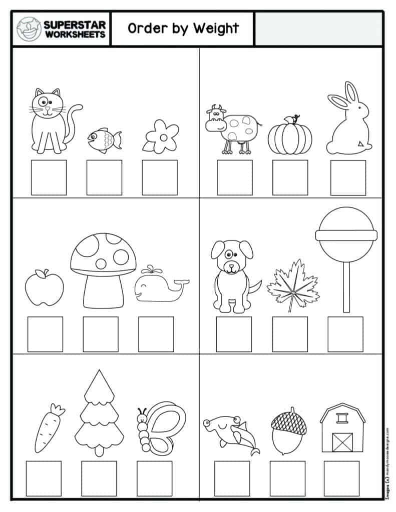 Free Preschool & Kindergarten Size Comparison Worksheets