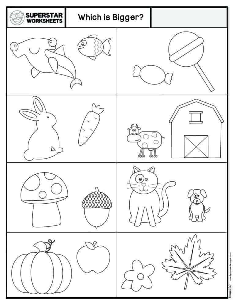 Comparison Worksheets For Preschoolers