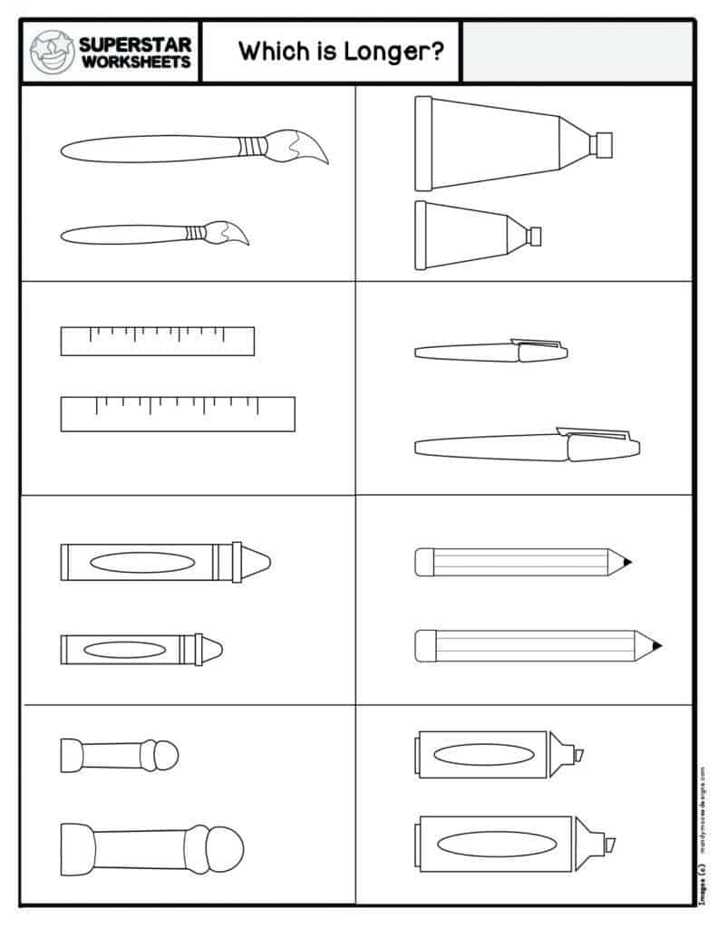 kindergarten measurement worksheets superstar worksheets