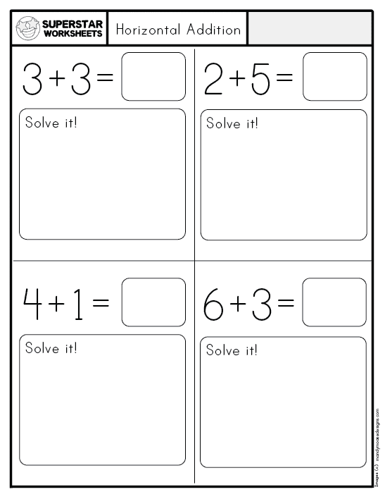 addition worksheet for preschool math