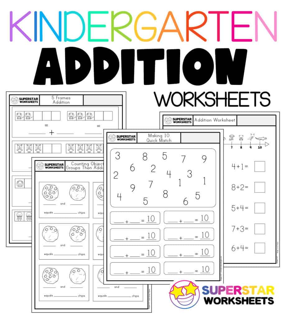 free printable math addition worksheets for kindergarten