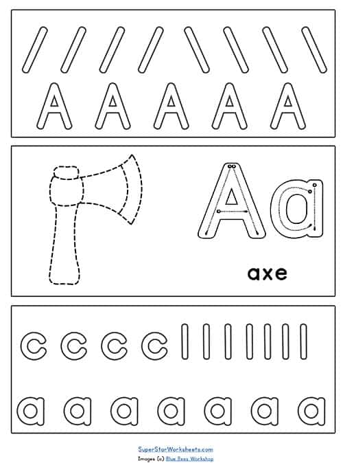 ABC Picture Tracing Worksheets - Superstar Worksheets