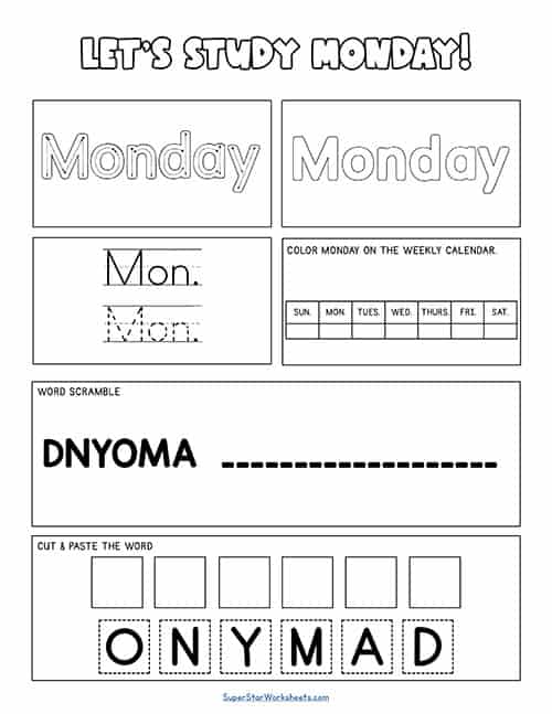 Days Of The Week Worksheets Bruin Blog