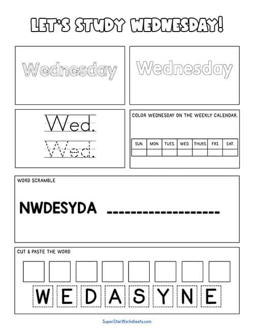 Days Of The Week Worksheets Superstar Worksheets