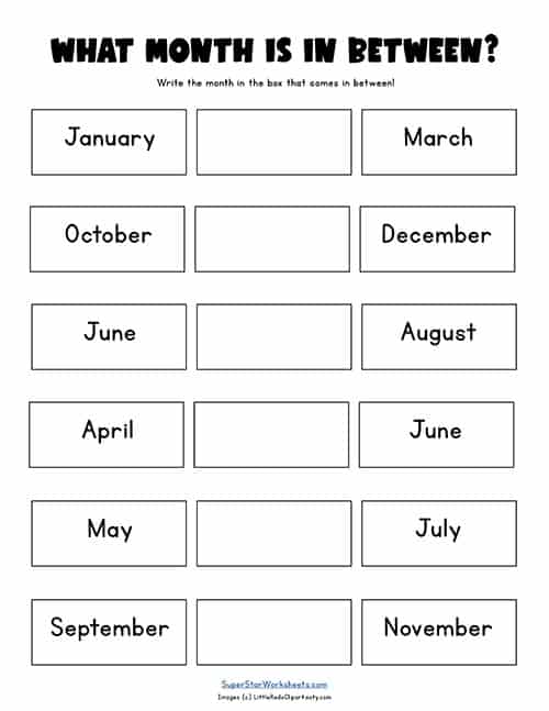 Months Of The Year Worksheet Grade 1