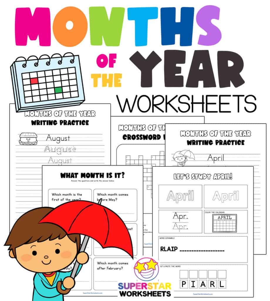 months of the year worksheets for first grade