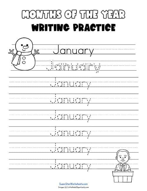 Months of the Year Worksheets - Superstar Worksheets