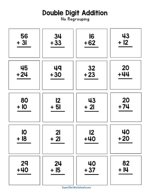 double digit addition worksheets superstar worksheets