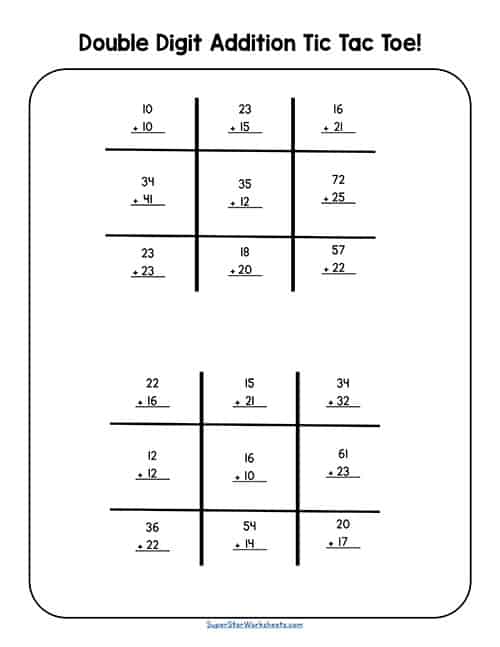 Double Digit Addition Without Regrouping - Superstar Worksheets