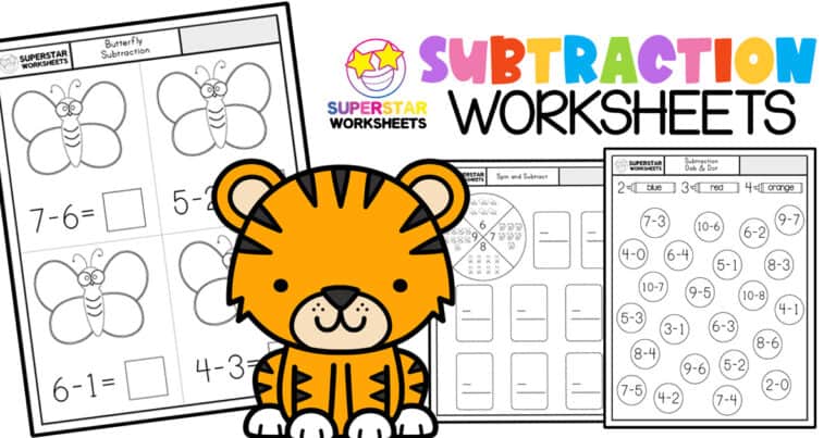 Kindergarten Subtraction Worksheets Superstar Worksheets