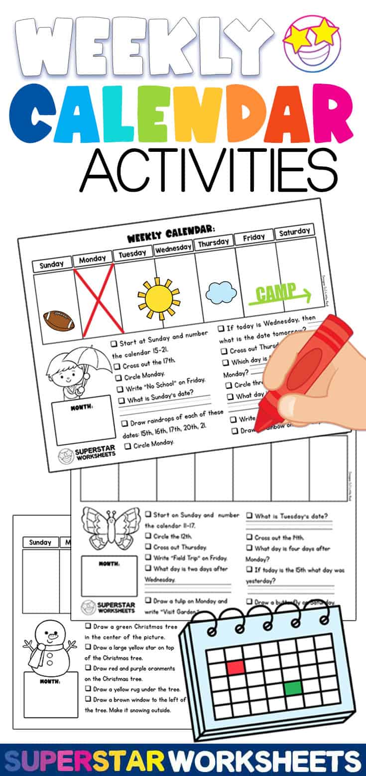 Weekly Calendar Activity Pages - Superstar Worksheets