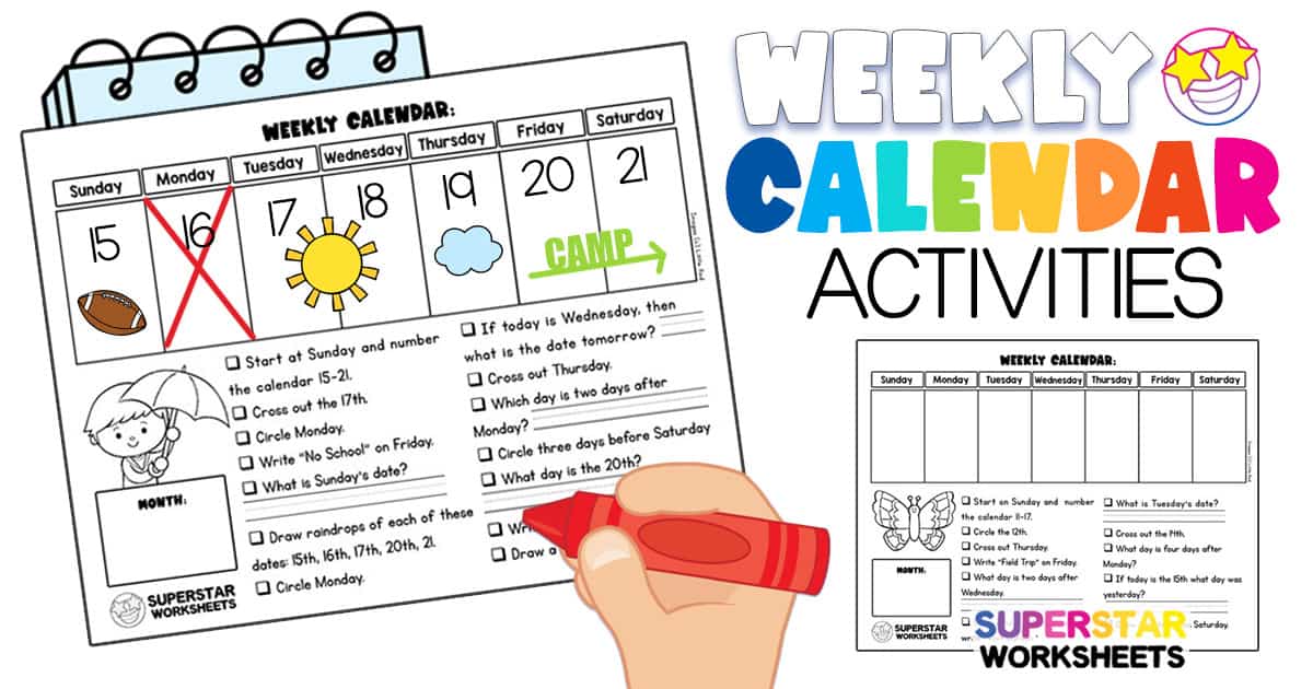 Weekly Calendar Activity Pages - Superstar Worksheets