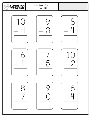 Kindergarten Subtraction Worksheet