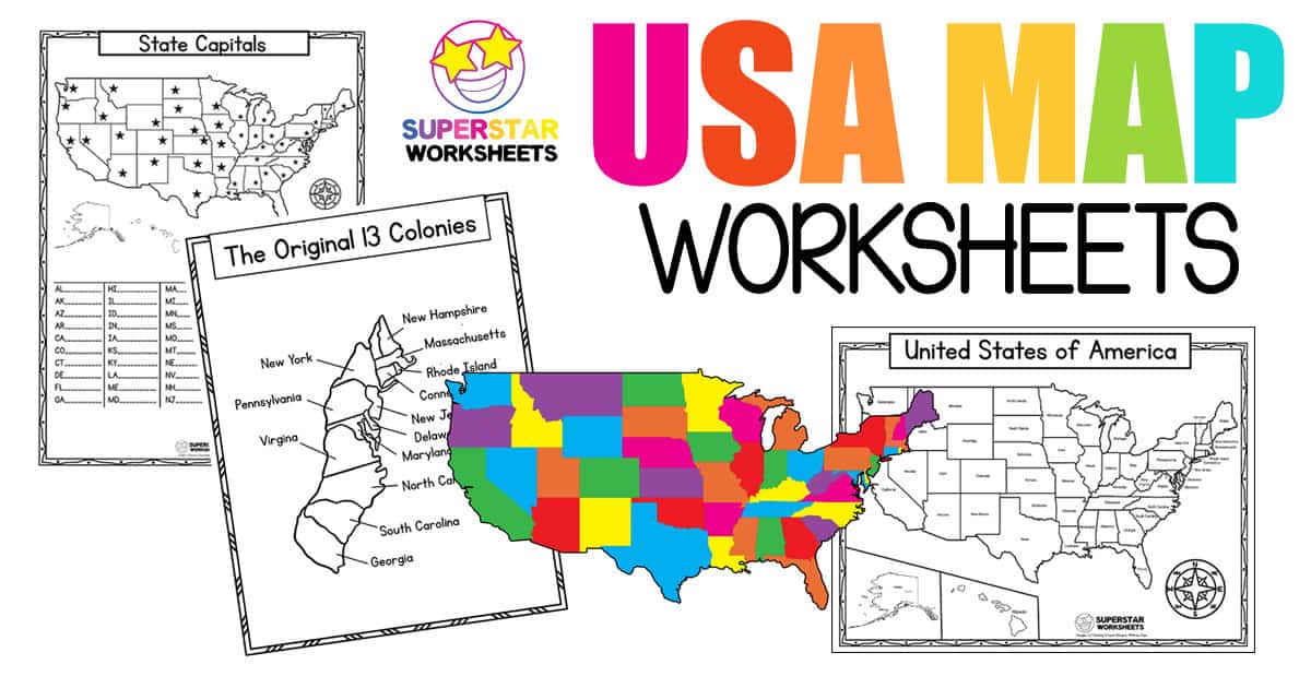 usa map worksheets superstar worksheets