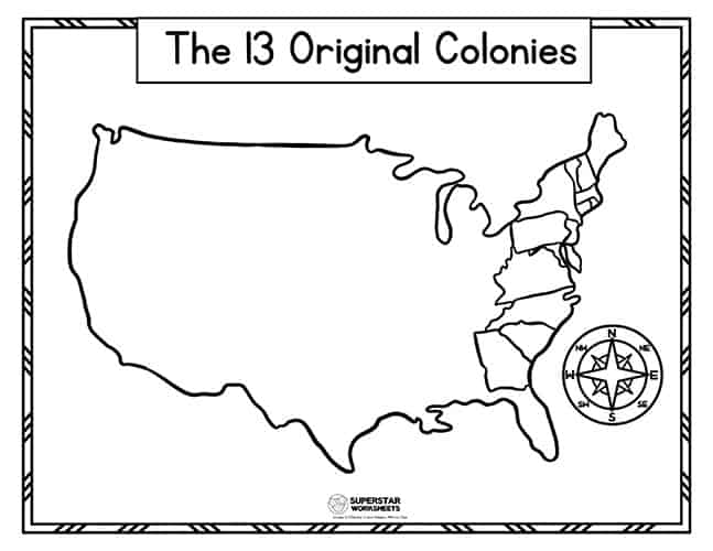 13 colonies blank map