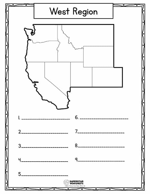 USA Map Worksheets Superstar Worksheets   West Region 