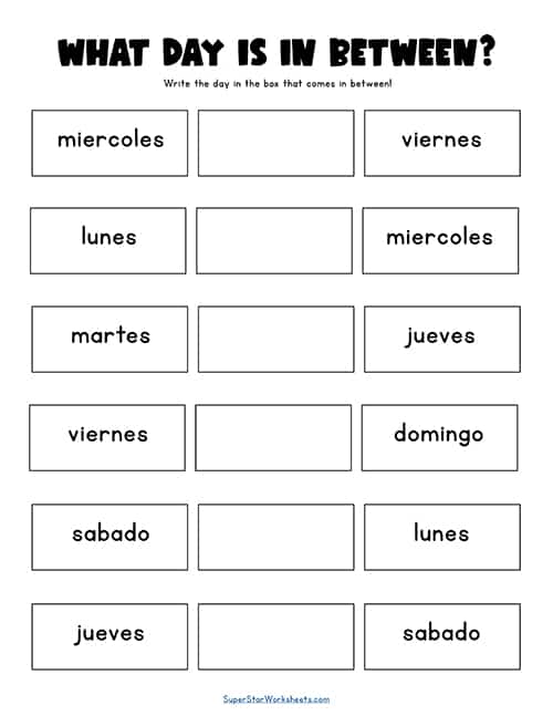 Days of the Week in Spanish