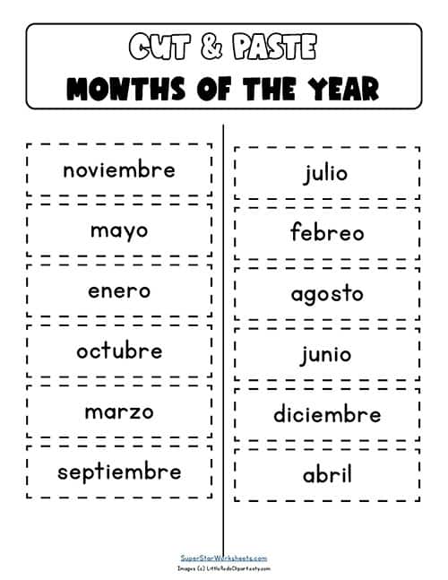 Printable Spanish Days Numbers Months Colors