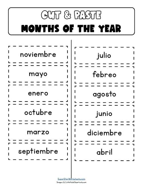 spanish months of the year worksheets superstar worksheets