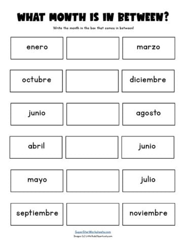 SPANISH Months of the Year Worksheets - Superstar Worksheets