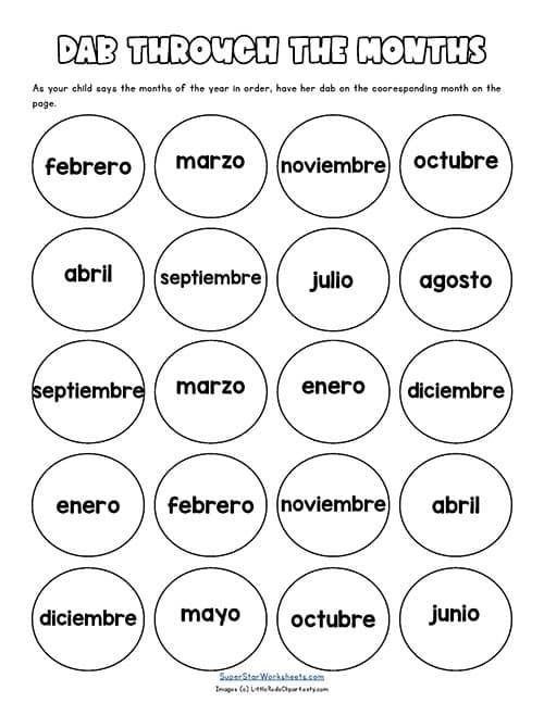 Spanish Months Of The Year Worksheets Superstar Worksheets