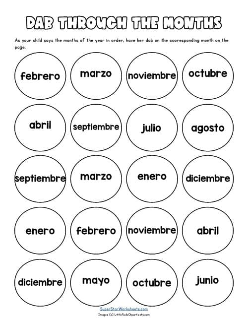 spanish months of the year worksheets superstar worksheets