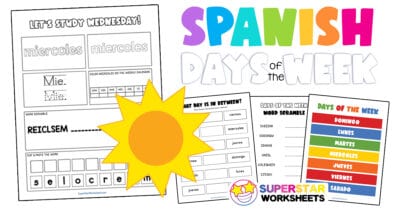 SPANISH Days of the Week Worksheets - Superstar Worksheets