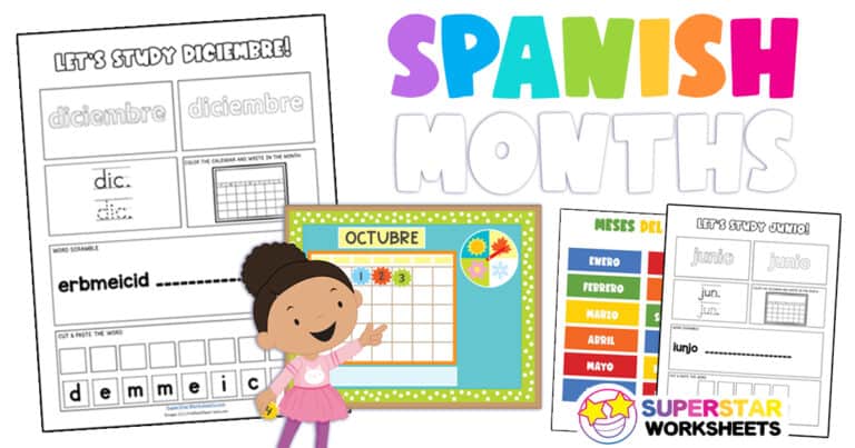 SPANISH Months of the Year Worksheets - Superstar Worksheets