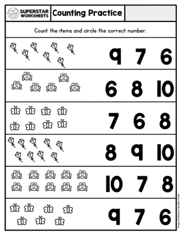 Kindergarten Counting Worksheets - Superstar Worksheets