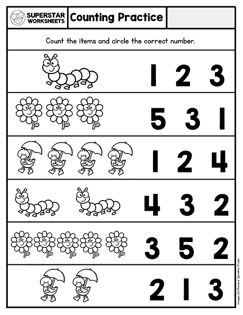 Kindergarten Counting Worksheets Superstar Worksheets