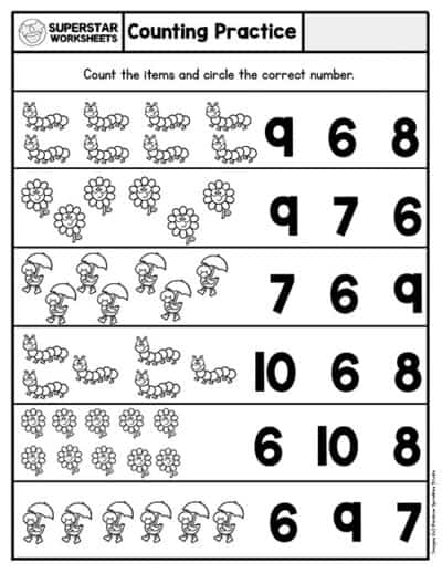 Kindergarten Counting Worksheets - Superstar Worksheets