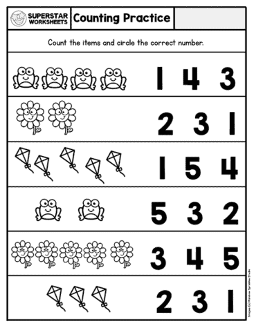 Kindergarten Counting Worksheets - Superstar Worksheets